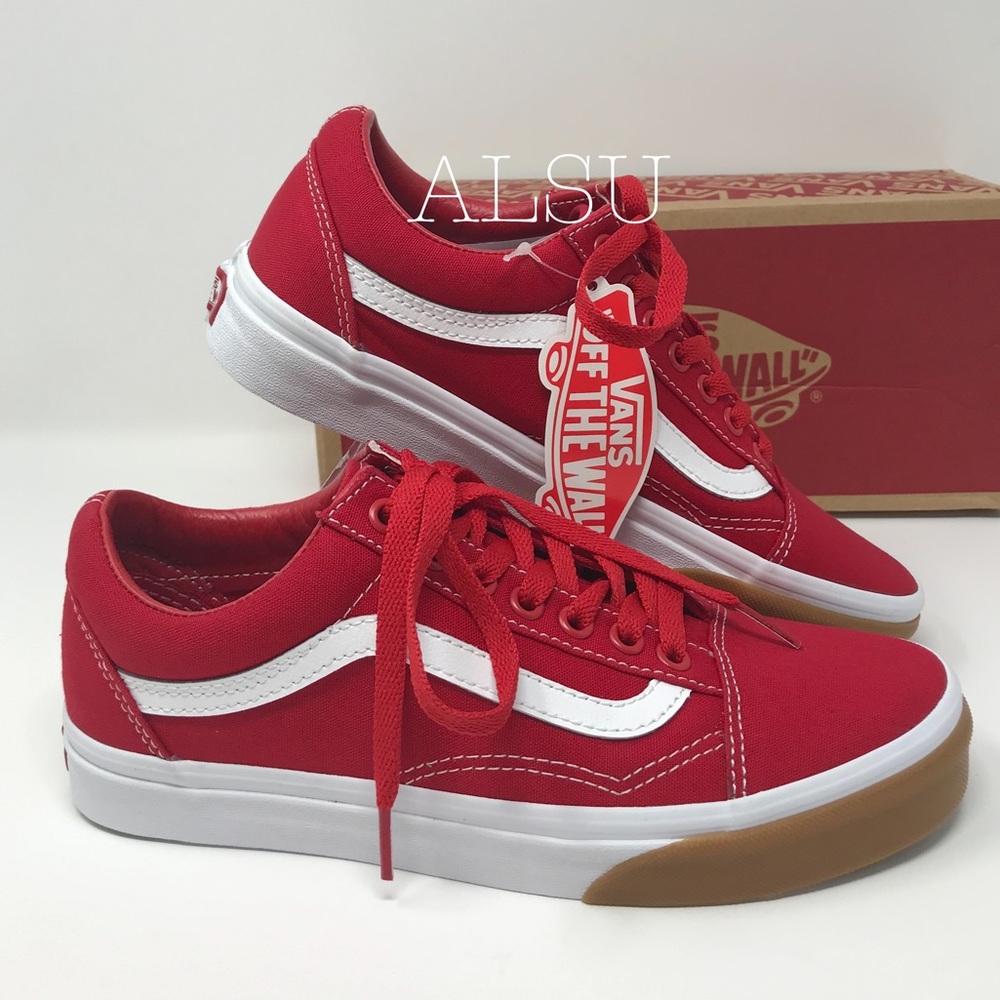 VANS Old Skool Gum Bumper Red White W AUTHENTIC